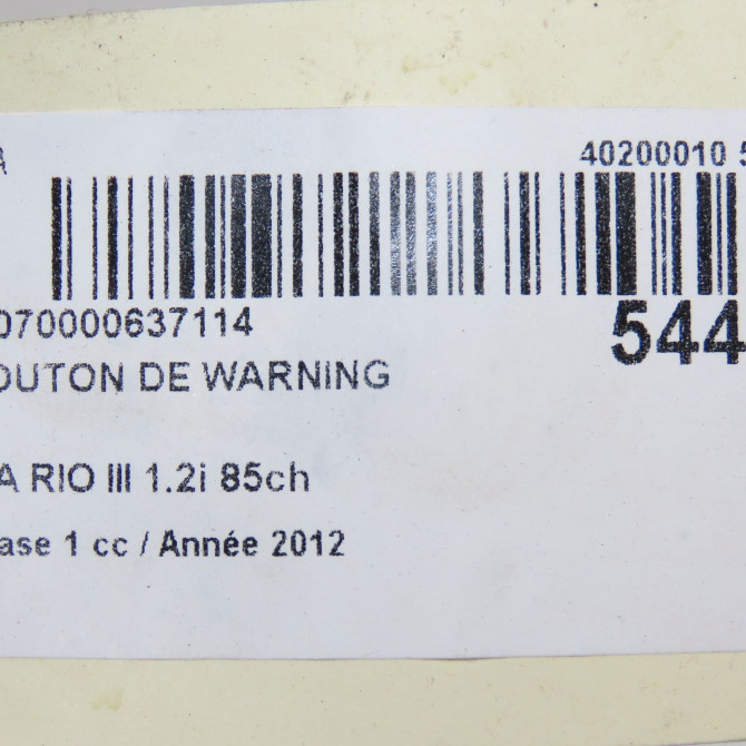 Bouton de warning occasion KIA RIO III Phase 1 06-2011->... 1.2i 85ch 937901W000 5