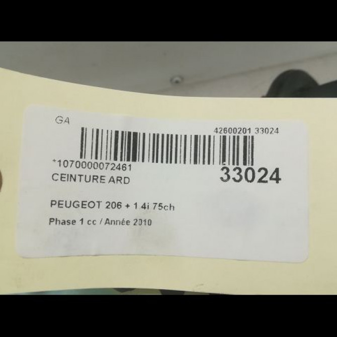Ceinture arrière droite occasion PEUGEOT 206 + Phase 1 03-2009->05-2013 1.4i 75ch 8975QZ 4
