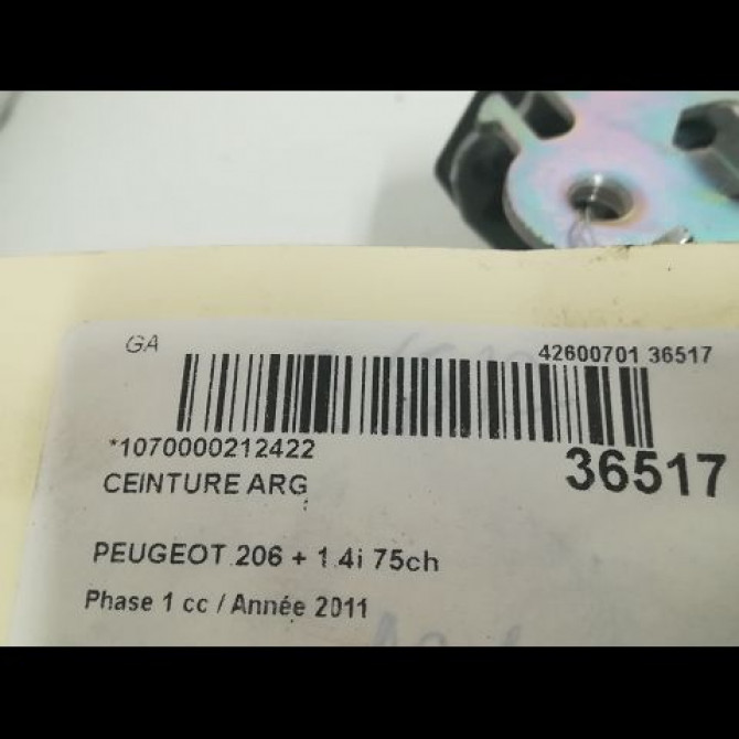 Ceinture arrière gauche occasion PEUGEOT 206 + Phase 1 03-2009->05-2013 1.4i 75ch 8975QY 4