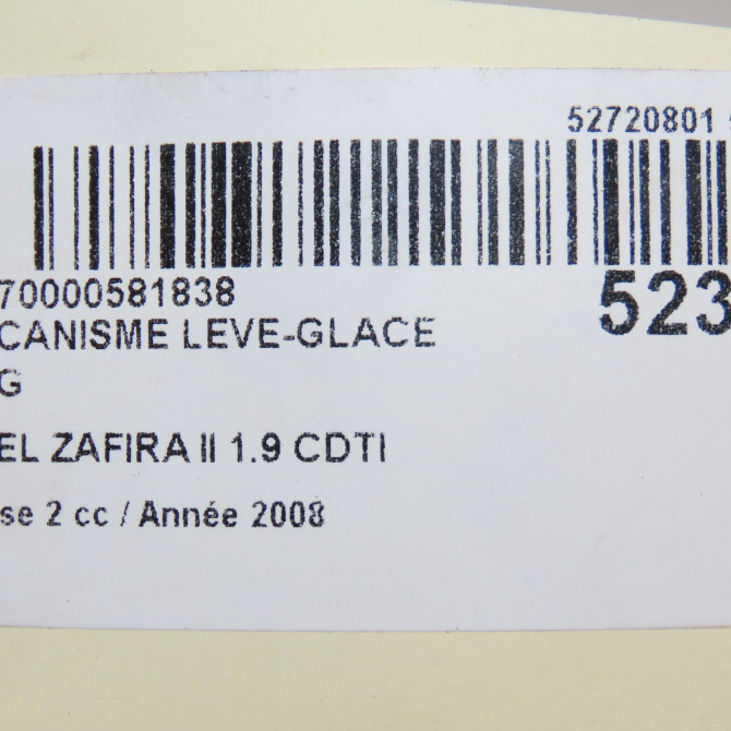 Mecanisme leve-glace arrière gauche occasion OPEL ZAFIRA II Phase 2 01-2008->12-2014 1.9 CDTI 120ch 13132227 5