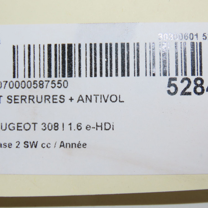 Kit serrures + antivol occasion PEUGEOT 308 I Phase 1 04-1995->04-1999 1.6 e-HDi 112ch 1609233980 6