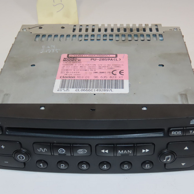 Autoradio occasion PEUGEOT 206 + Phase 1 03-2009->05-2013 1.4 HDI 70ch 6564WF 1