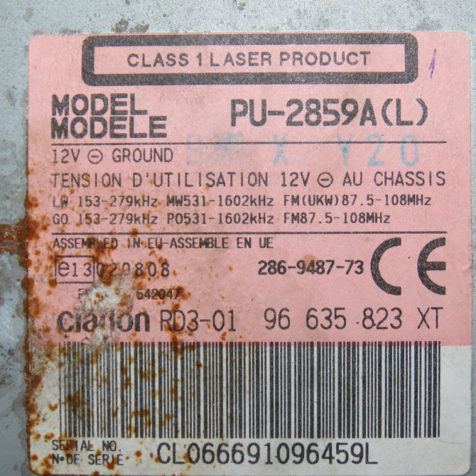 Autoradio occasion PEUGEOT 206 + Phase 1 03-2009->05-2013 1.4 HDI 70ch 6564WF 3