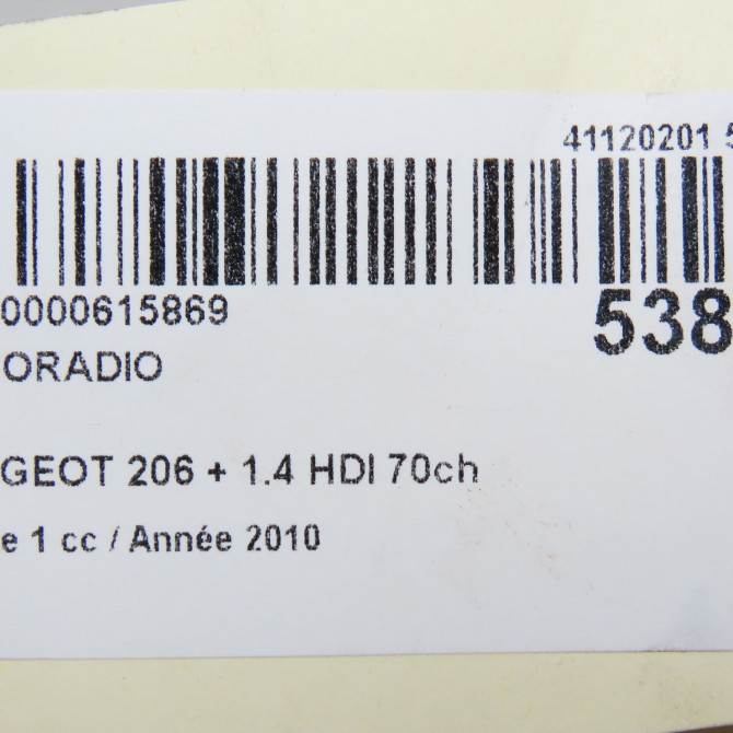 Autoradio occasion PEUGEOT 206 + Phase 1 03-2009->05-2013 1.4 HDI 70ch 6564WF 5