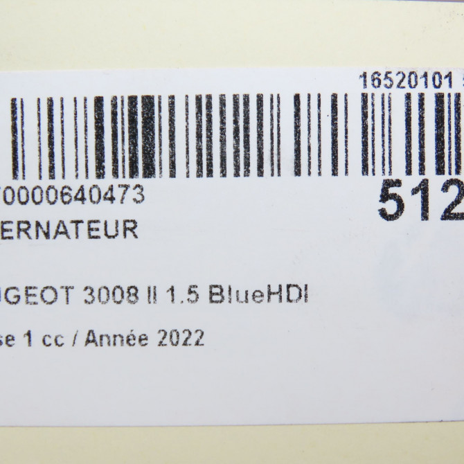 Alternateur occasion PEUGEOT 3008 II Phase 1 04-1995->04-1999 1.5 BlueHDI 130ch 8