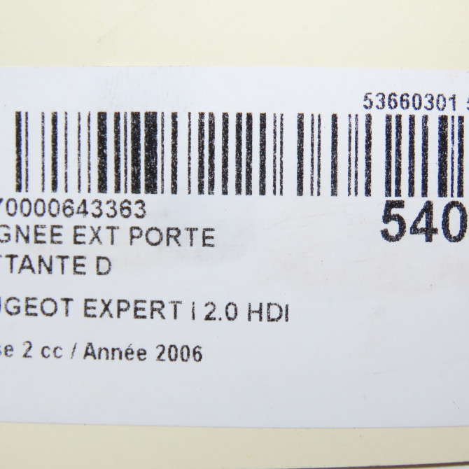 Poignee ext porte battante d occasion PEUGEOT EXPERT I Phase 2 01-2004->12-2006 2.0 HDI 95ch 9101G9 4