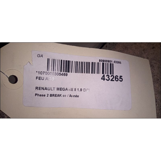Feu arrière gauche occasion RENAULT MEGANE II Phase 1 04-1995->04-1999 1.9 DCI 130ch 8200417349 4