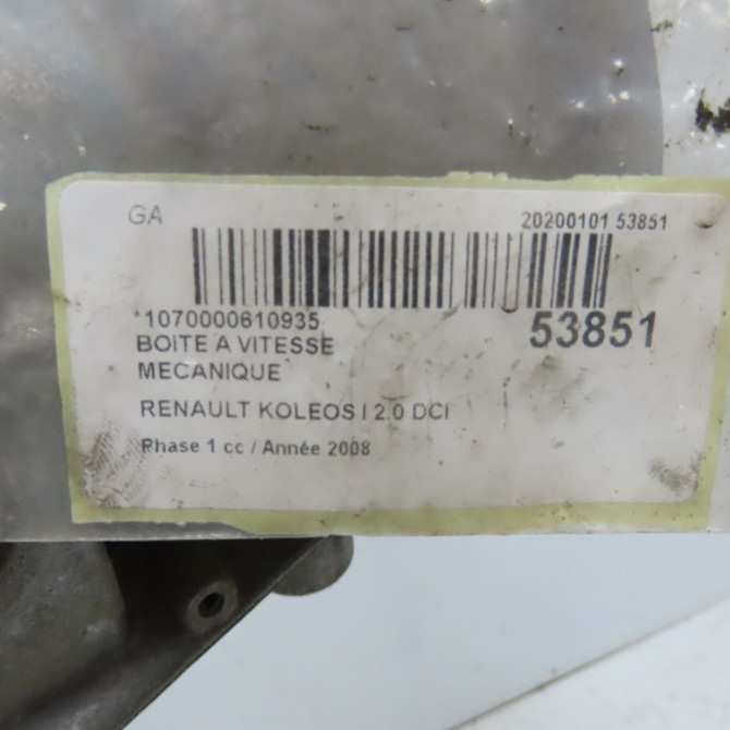 Boîte à vitesse mecanique occasion RENAULT KOLEOS I Phase 1 06-2008->12-2011 2.0 DCI 150ch 32010JY76E 7