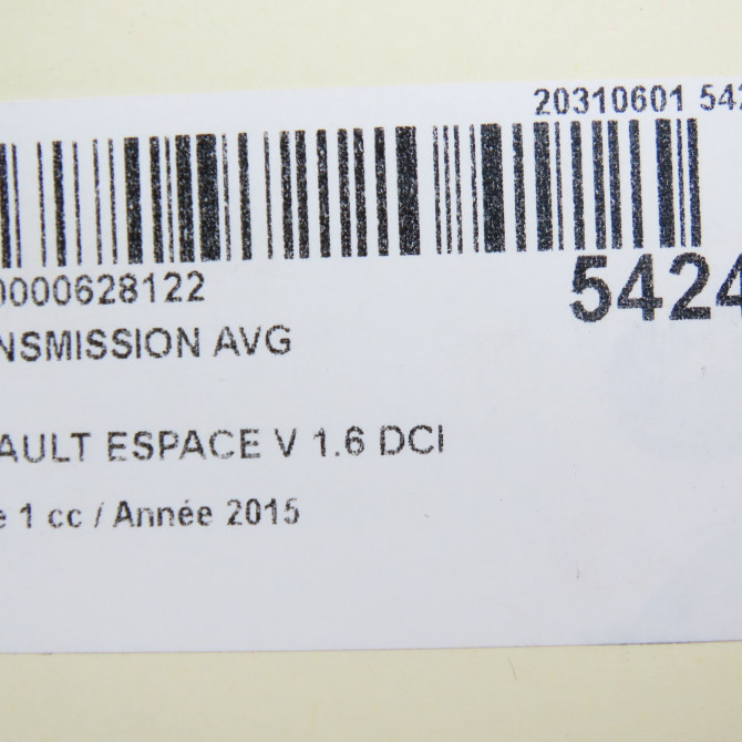 Transmission avant gauche occasion RENAULT ESPACE V Phase 1 02-2015->... 1.6 DCI 160ch 391018240R 6