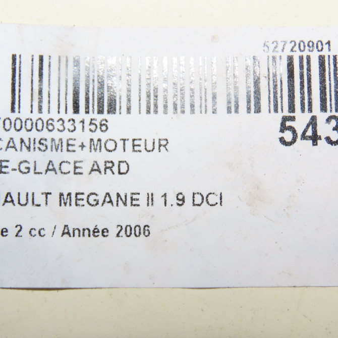 Mecanisme+moteur leve-glace ard occasion RENAULT MEGANE II Phase 2 01-2006->06-2009 1.9 DCI 130ch 8201010921 5