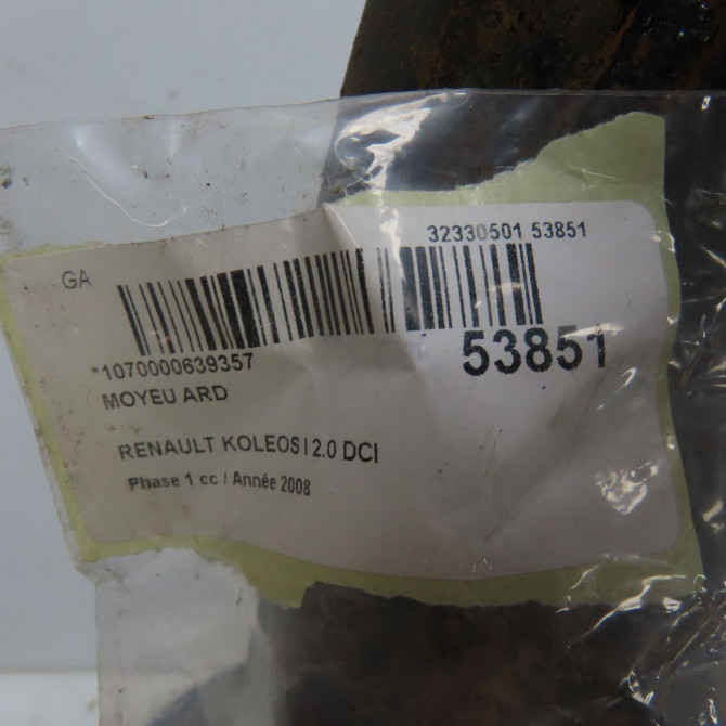 Moyeu ard occasion RENAULT KOLEOS I Phase 1 06-2008->12-2011 2.0 DCI 150ch 402027585R 6