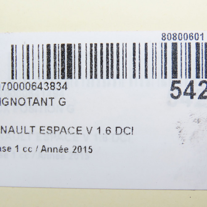 Clignotant gauche occasion RENAULT ESPACE V Phase 1 02-2015->... 1.6 DCI 160ch 261302849R 6
