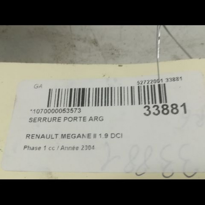 Serrure porte arg occasion RENAULT MEGANE II Phase 1 09-2003->12-2005 1.9 DCI 120ch 8200212468 5