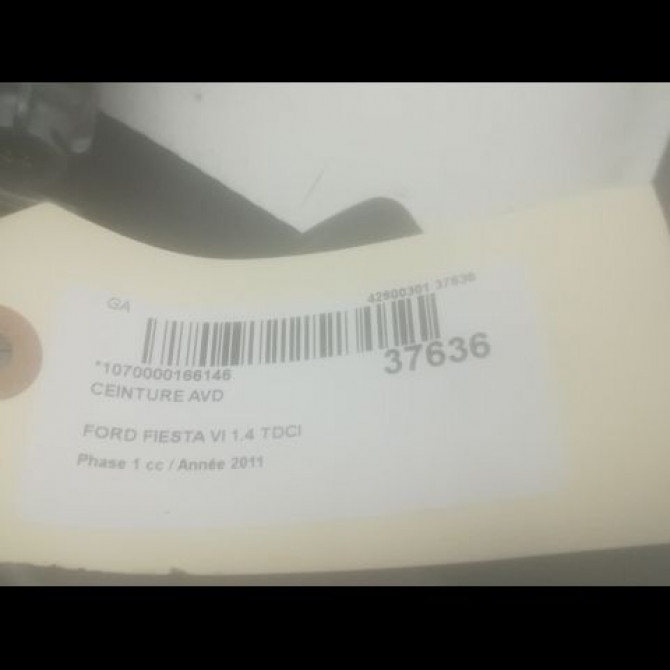 Ceinture avant droite occasion FORD FIESTA VI Phase 1 10-2008->11-2012 1.4 TDCI 70ch 1813028 5
