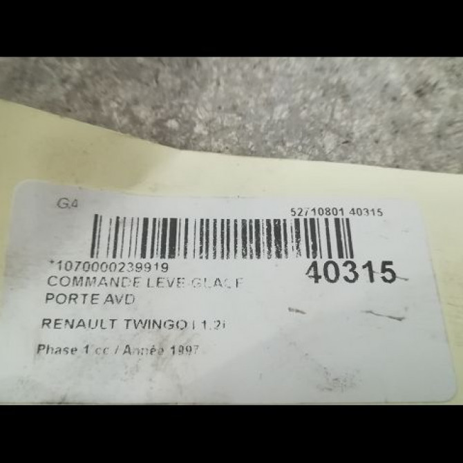 Commande lève-glace porte avant droite occasion RENAULT TWINGO I Phase 1 04-1993->08-1998 1.2i 60ch 7700416998 3