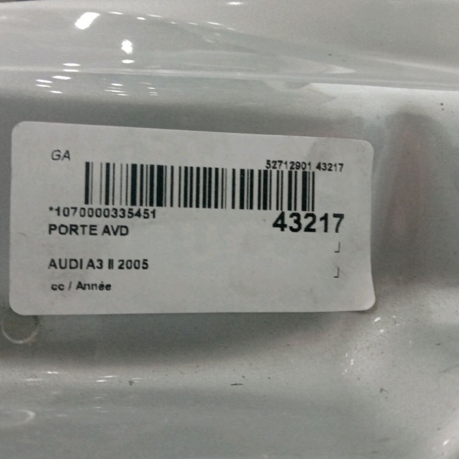Porte avant droite occasion AUDI A3 II Phase 1 06-2003->06-2008 2.0 TDi 140ch 8P3831052D 3