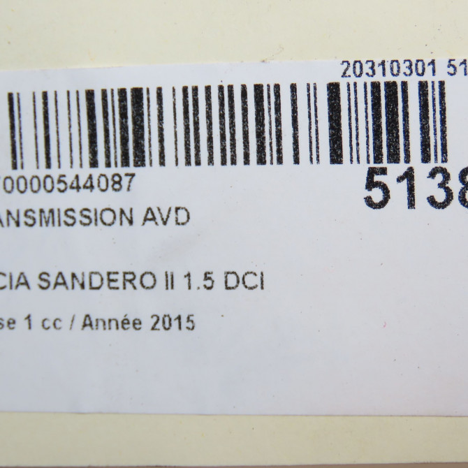 Transmission avant droite occasion DACIA SANDERO II Phase 1 10-2012->... 1.5 DCI 90ch 391007857R 7