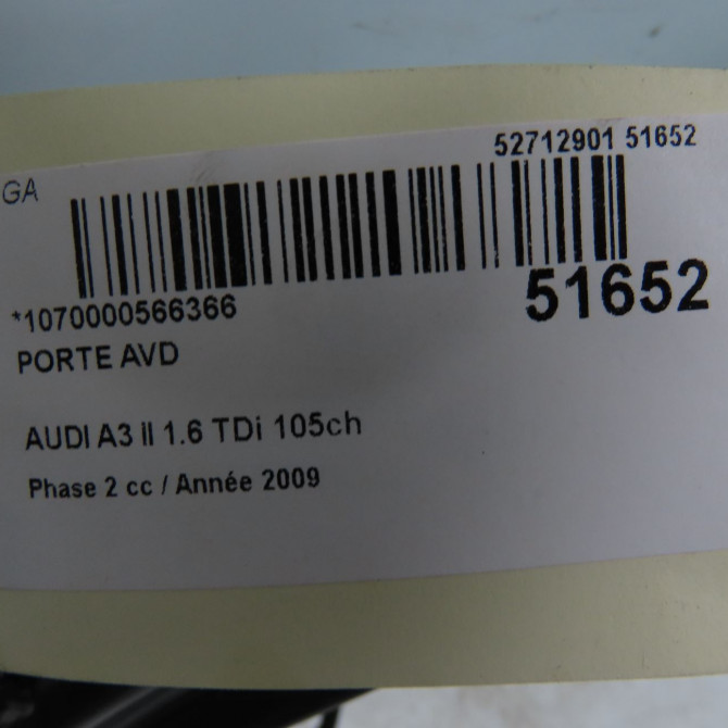 Porte avant droite occasion AUDI A3 II Phase 2 06-2008->07-2012 1.6 TDi 105ch 8P3831052D 6