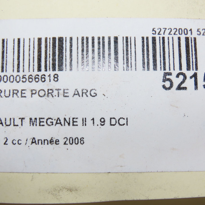 Serrure porte arg occasion RENAULT MEGANE II Phase 1 04-1995->04-1999 1.9 DCI 130ch 8200212468 7