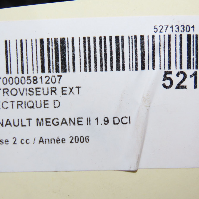 Retroviseur exterieur electrique droit occasion RENAULT MEGANE II Phase 1 04-1995->04-1999 1.9 DCI 130ch 7701068378 7
