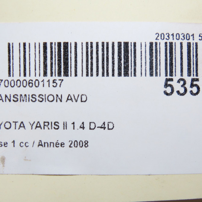 Transmission avant droite occasion TOYOTA YARIS II Phase 1 12-2005->11-2009 1.4 D-4D 434100D180 7