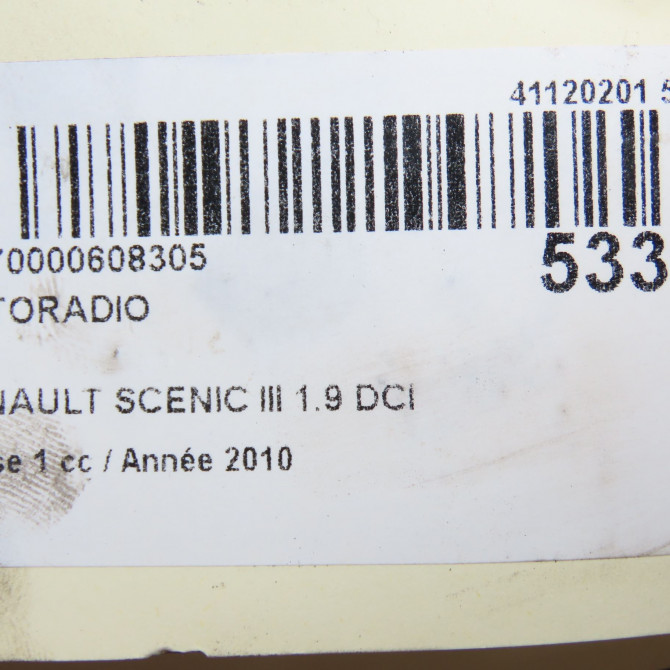 Autoradio occasion RENAULT SCENIC III Phase 1 04-2009->11-2011 1.9 DCI 130ch 281152936R 8