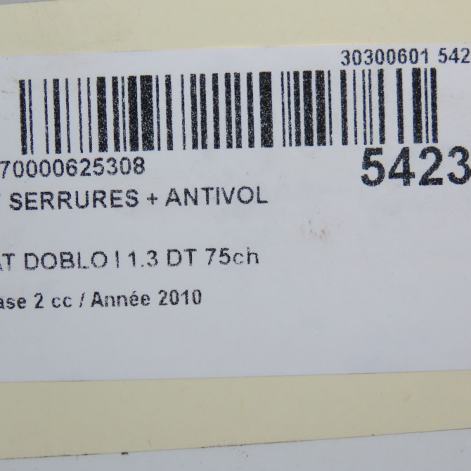 Kit serrures + antivol occasion FIAT DOBLO I Phase 2 01-2006->12-2009 1.3 DT 75ch 71751600 4