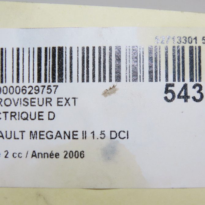 Retroviseur exterieur electrique droit occasion RENAULT MEGANE II Phase 2 01-2006->06-2009 1.5 DCI 105ch 7701068378 7