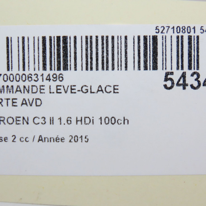 Commande lève-glace porte avant droite occasion CITROEN C3 II Phase 2 03-2013->12-2016 1.6 HDi 100ch 98012512XT 6
