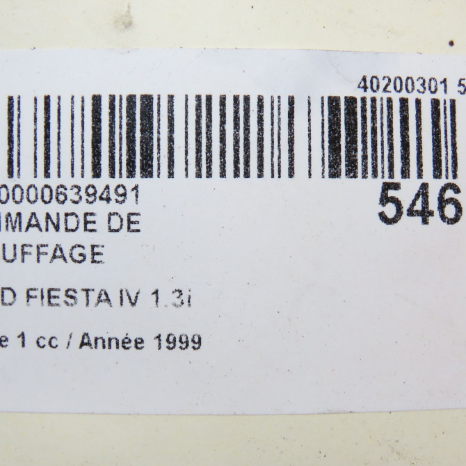 Commande de chauffage occasion FORD FIESTA IV Phase 1 09-1995->09-1999 1.3i 1143930 7