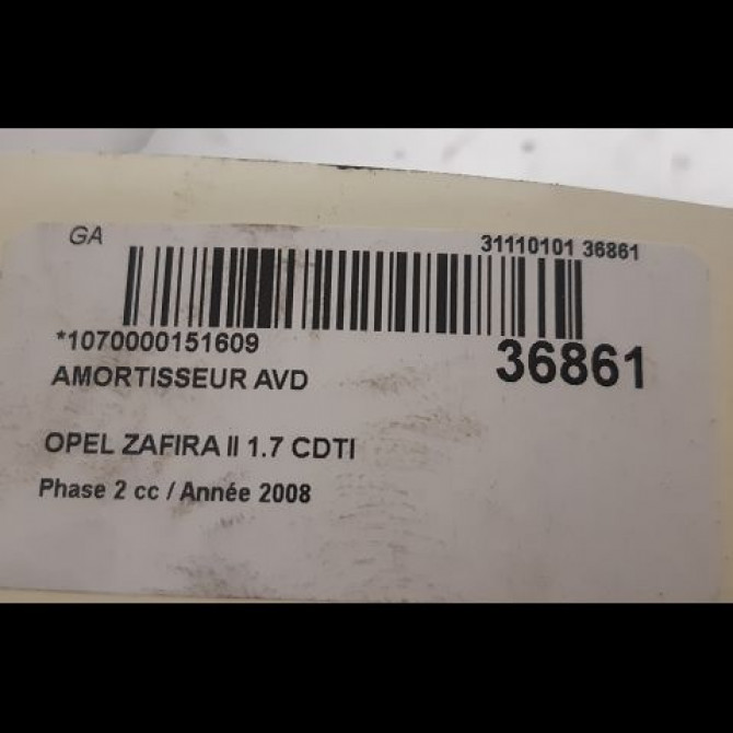 Amortisseur avant droit occasion OPEL ZAFIRA II Phase 2 01-2008->12-2014 1.7 CDTI 125ch 93195974 2