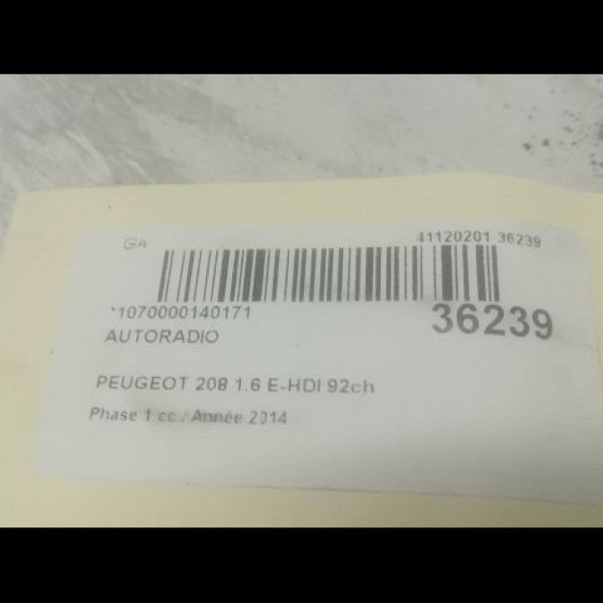 Autoradio occasion PEUGEOT 208 208 Phase 1 2012-03-01->2015-09-30 1.6 E-HDI 92ch 16087575ZD 3