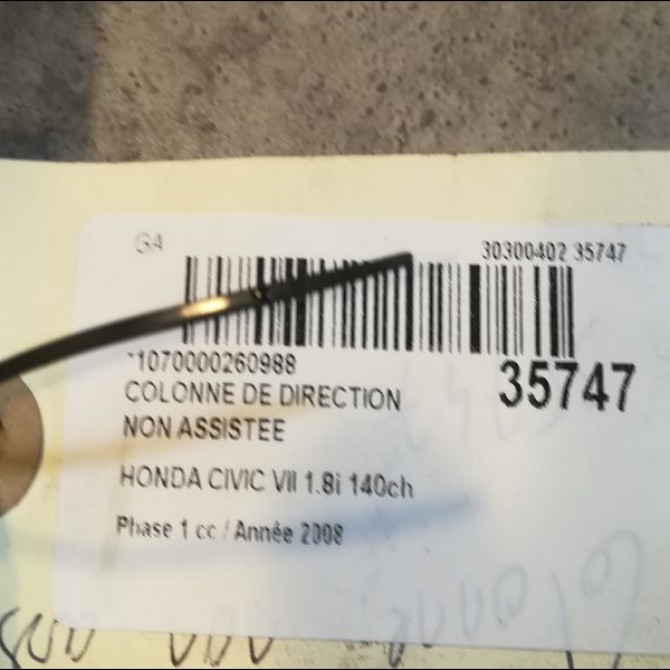 Colonne de direction non assistee occasion HONDA CIVIC VII Phase 1 01-2006->09-2008 1.8i 140ch 53200SMGG05 3