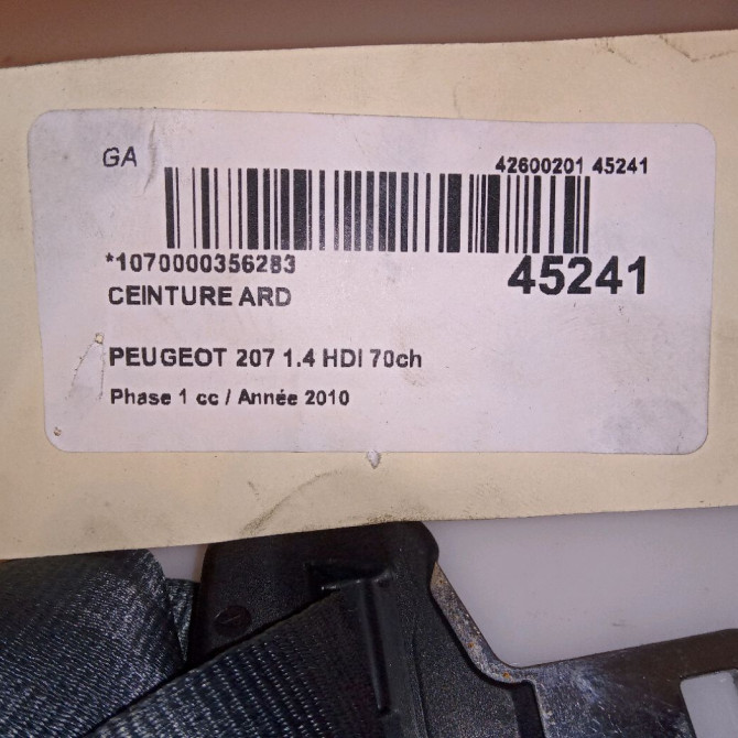 Ceinture arrière droite occasion PEUGEOT 207 Phase 1 04-2006->06-2013 1.4 HDI 70ch 8975XK 4