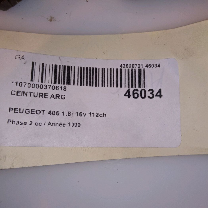 Ceinture arrière gauche occasion PEUGEOT 406 Phase 2 04-1999->04-2004 1.8i 16v 112ch 8973S3 4