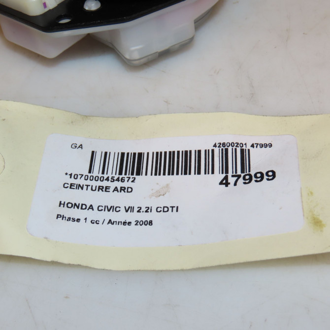 Ceinture arrière droite occasion HONDA CIVIC VII Phase 1 01-2006->09-2008 2.2i CDTI 82450SMGE03ZA 4