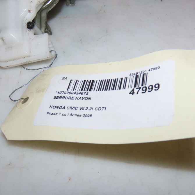 Serrure hayon occasion HONDA CIVIC VII Phase 1 01-2006->09-2008 2.2i CDTI 74800SMGG02 5