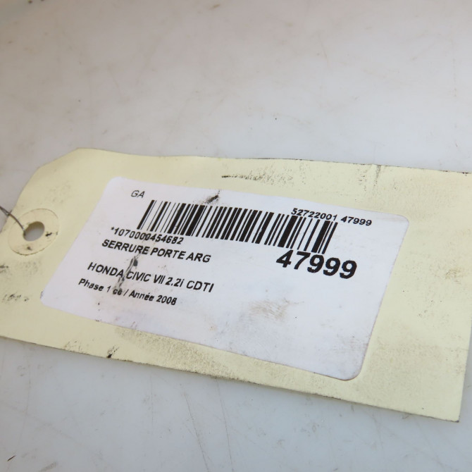 Serrure porte arg occasion HONDA CIVIC VII Phase 1 01-2006->09-2008 2.2i CDTI 72650SMGG12 5