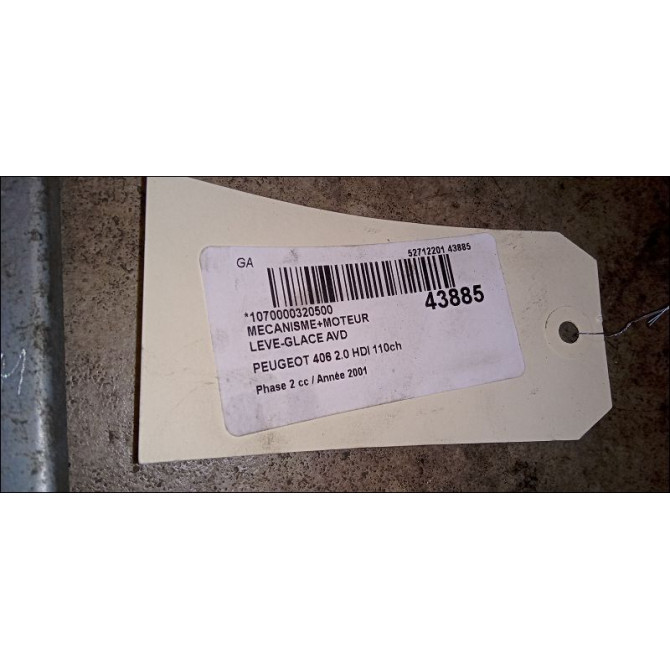 Mecanisme + moteur lève-glace avant droit occasion PEUGEOT 406 Phase 2 04-1999->04-2004 2.0 HDI 110ch 9222K5 3