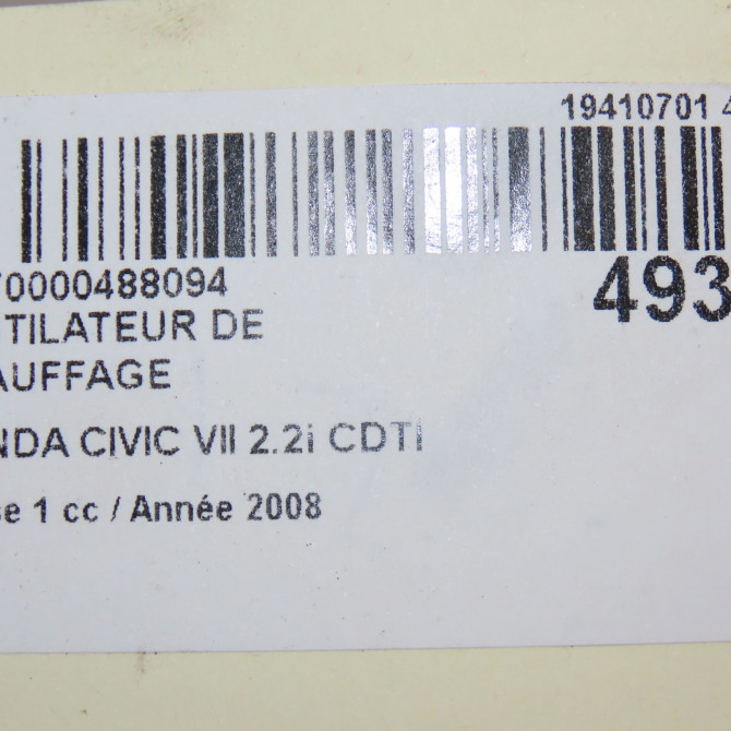 Ventilateur de chauffage occasion HONDA CIVIC VII Phase 1 01-2006->09-2008 2.2i CDTI 79310SMGG41 6