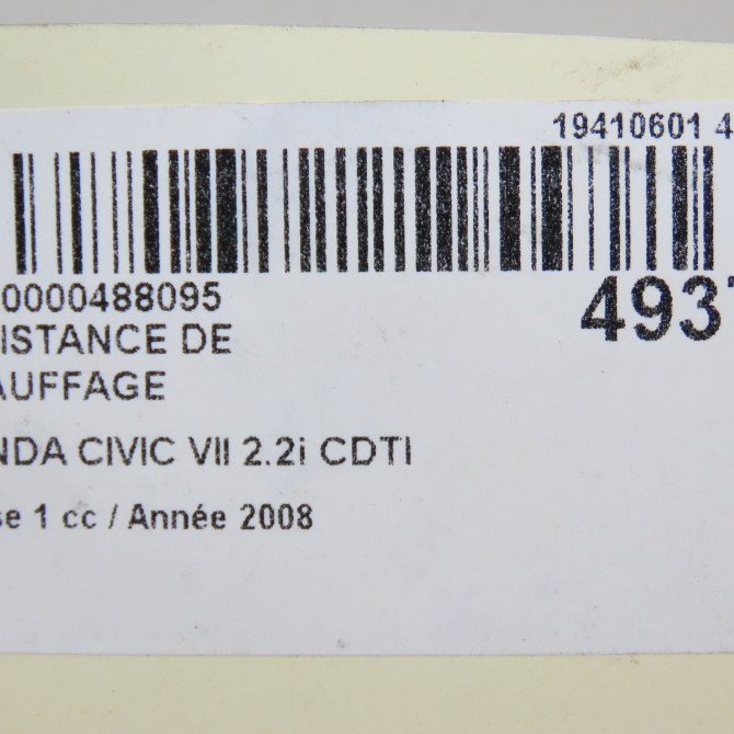 Resistance de chauffage occasion HONDA CIVIC VII Phase 1 01-2006->09-2008 2.2i CDTI 80560SMGE41 7