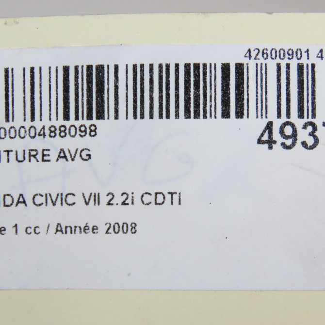 Ceinture avant gauche occasion HONDA CIVIC VII Phase 1 01-2006->09-2008 2.2i CDTI 81850SMGE12ZB 7