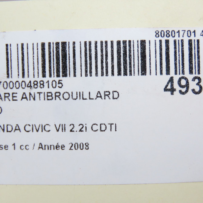Phare antibrouillard avant droit occasion HONDA CIVIC VII Phase 1 01-2006->09-2008 2.2i CDTI 4391SMG305 6