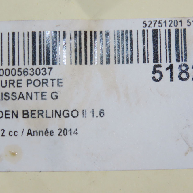 Serrure porte coulissante g occasion CITROEN BERLINGO II Phase 2 02-2012->09-2015 1.6 HDI 90ch 9137N5 8