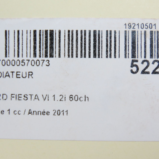 Radiateur occasion FORD FIESTA VI Phase 1 10-2008->11-2012 1.2i 60ch Ambiente 2029176 5