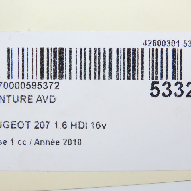 Ceinture avant droite occasion PEUGEOT 207 Phase 1 04-2006->06-2013 1.6 HDI 16v 90ch 8975CA 6