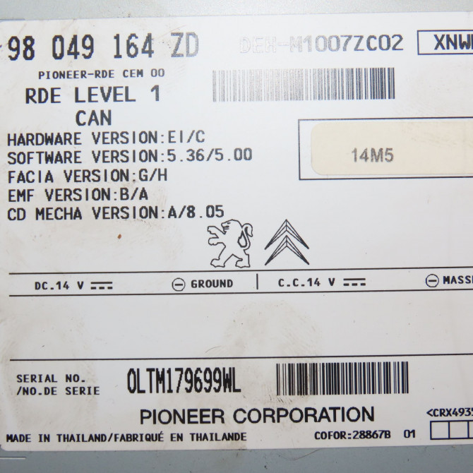 Autoradio occasion PEUGEOT 208 Phase 2 04-2015->... 1.0 PURETECH 68ch 16087575ZD 5