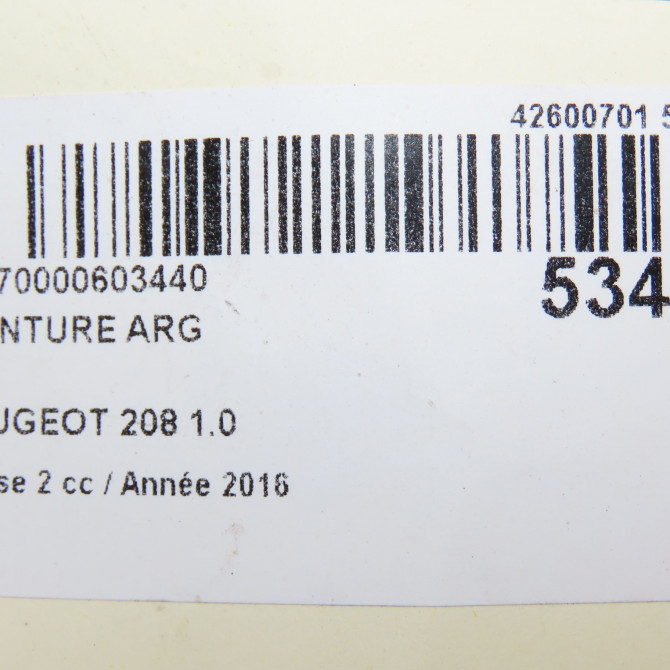 Ceinture arrière gauche occasion PEUGEOT 208 Phase 2 04-2015->... 1.0 PURETECH 68ch 98063162MU 5