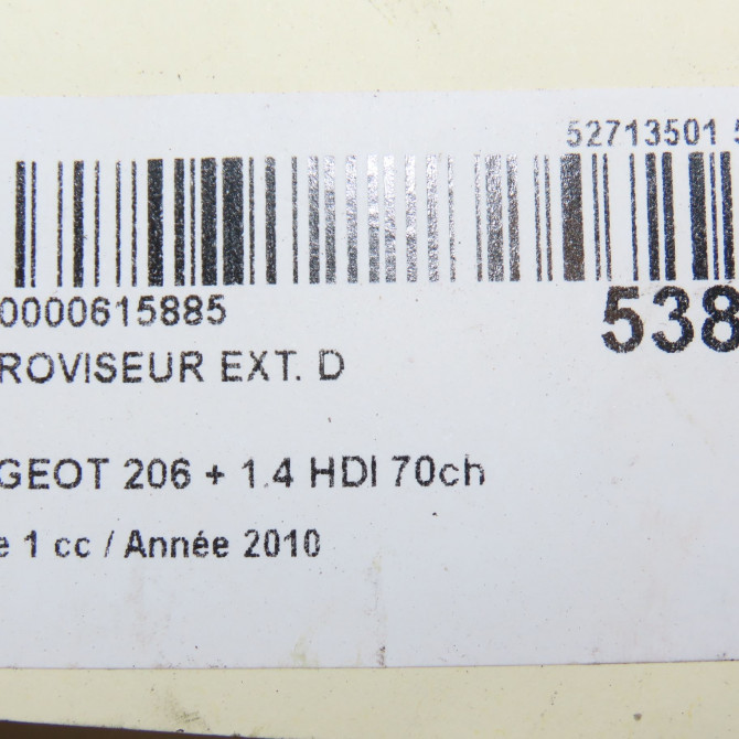 Retroviseur exterieur manuel droit occasion PEUGEOT 206 + Phase 1 03-2009->05-2013 1.4 HDI 70ch 8154JC 6