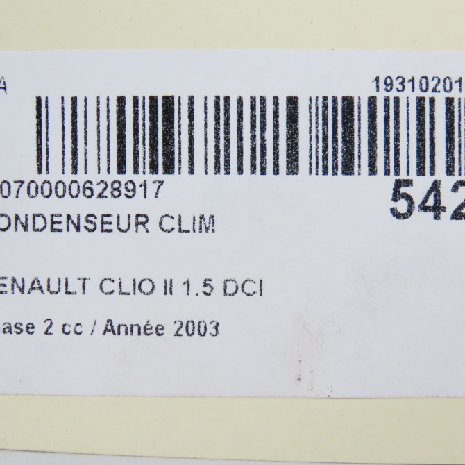Condenseur clim occasion RENAULT CLIO II Phase 2 06-2001->07-2006 1.5 DCI 80ch 7700436062 6